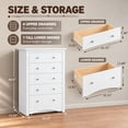 thumbnail image 3 of Homall 5 Drawer Chest for Bedroom, Modern Tall Dresser with Smooth-Gliding Drawers, White, 3 of 7