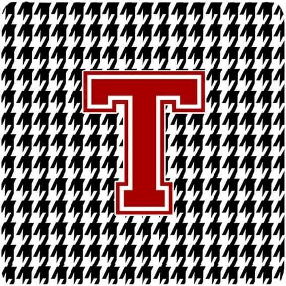 Monogram - Houndstooth Foam Coasters Initial T, Set - 4