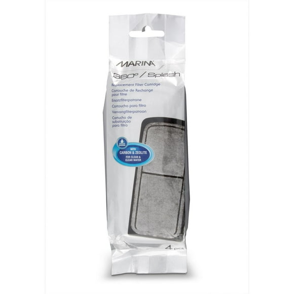 Cartouches de filtration pour aquariums équipés Splash Marina et 360° Marina, paquet de 4
