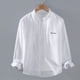 thumbnail image 2 of Camisas Hombre Vestir Camisa de hombre bordada a la moda, informal, versátil, a la moda, ajustada (White, M), 2 of 3