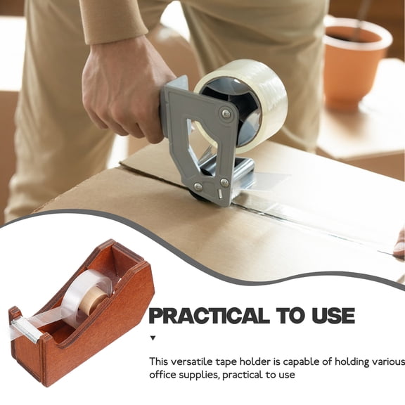 ibasenice Wooden Tape Dispenser with Adorable Animal Design for Office Desk Use and Cutting