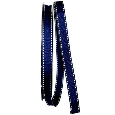 UPC: 0840108861604 | Jam Paper Grosgrain Saddle Stitch Ribbon  5/8 Inches X 50 Yards  Navy Blue  Sold Individually
