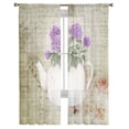 thumbnail image 3 of Purple Flower Retro Chiffon Sheer Curtains For Living Room Bedroom Kitchen ration Window Voiles Organza Tulle Curtain, 3 of 7