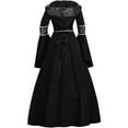 thumbnail image 4 of Women's Medieval Hooded Fancy Dress Renaissance Queen Witch Vampire Dress Victorian Long Dress, 4 of 5