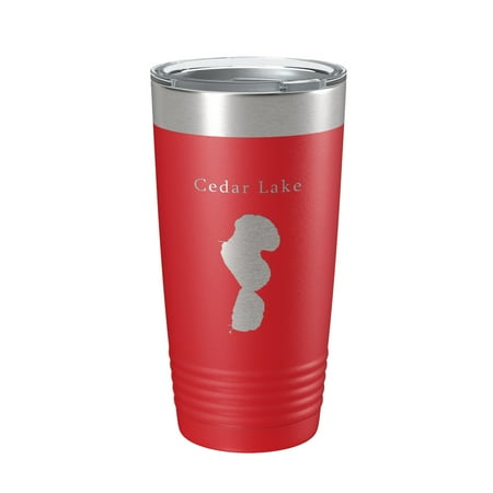 

Cedar Lake Map Tumbler Travel Mug Insulated Laser Engraved Coffee Cup Indiana 20 oz Red