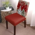 thumbnail image 2 of Dining Chair Covers, Christmas Tree Gnome Winter Poinsettia Berries X-mas Ball Pine Leaves Eucalyptus Stretch Parsons Chair Slipcovers Protector Kitchen Chair Cover for Dining Room， Set of 4, 2 of 6