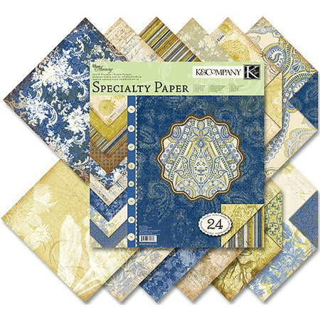 K&Company 362164 Blue Awning Double-Sided Specialty Paper Pad 12 inch x 12 inch -24 Sheets