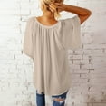 thumbnail image 4 of Womens Loose Fit Summer T Shirts V Neck Short Sleeve Tees Flowy Dressy Casual Blouses Oversized Plain T Shirts (XX-Large, Beige), 4 of 5