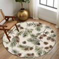 thumbnail image 3 of Round Area Rug 6 Ft, Sage Green Christmas Washable Non-Slip Circle Carpet for Living Room/Bedroom, Rustic Pine Cones Xmas Botanical Low-Profile Indoor Mats Collection Rugs for Residential, 3 of 7