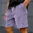 thumbnail image 2 of Lumtrix Men's Shorts Casual Corduroy Elastic Waist Drawstring Shorts for Men Workout Summer Loose Fit with Pockets Purple M, 2 of 4