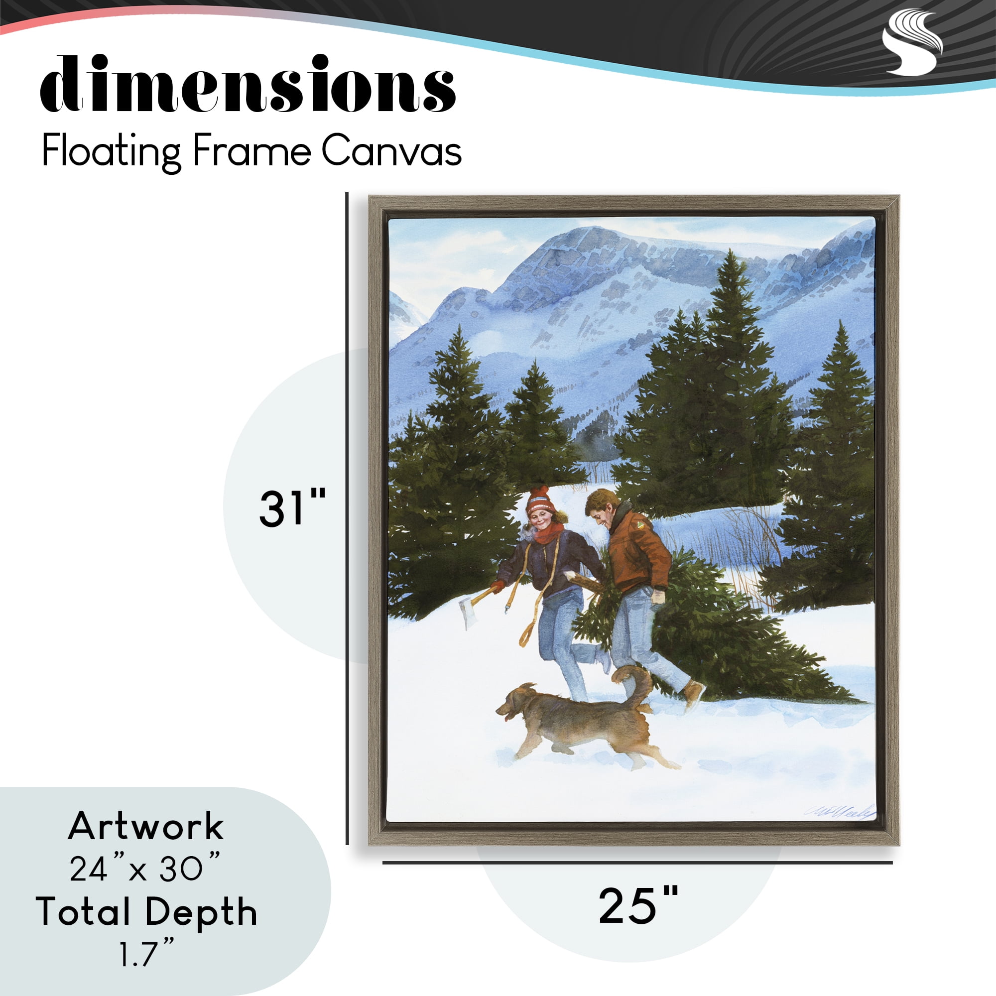 Couple Bringing Home Tree Brown Framed Floater Canvas Wall Art, design by Wind River Studios
