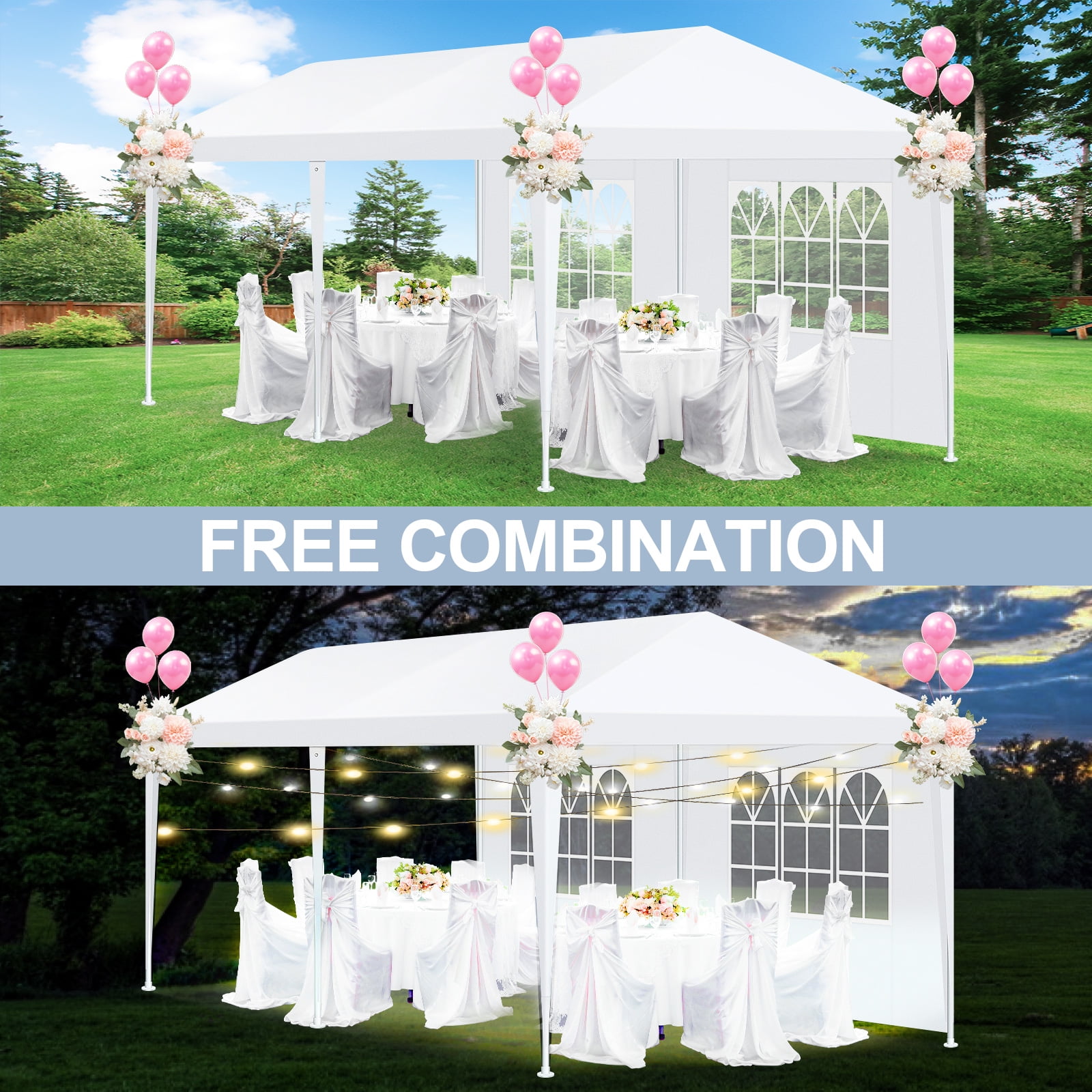 Hoteel 10'x20' Canopy Party Tent with 4 Removable Sidewalls,Outdoor Tent Large Canopy for Weddings,Parties,Patio Camping Gazebo,All Season & Waterproof,White