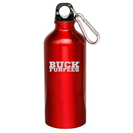 

20oz Aluminum Sports Water Bottle Caribiner Clip Burpees Buck Furpees (Red)