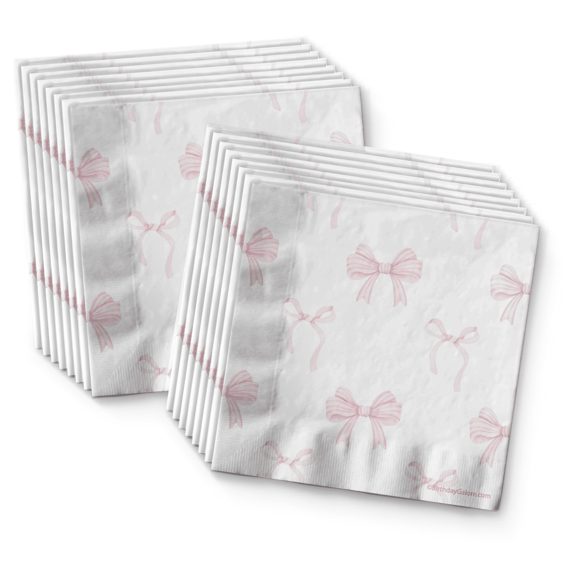 Pink Bows 1st Birthday Party Supplies - 64 Piece First Birthday Tableware Set Includes Large 9" Dinner Plates and 8" Dessert Paper Plates Napkins Cups - Kit for 16