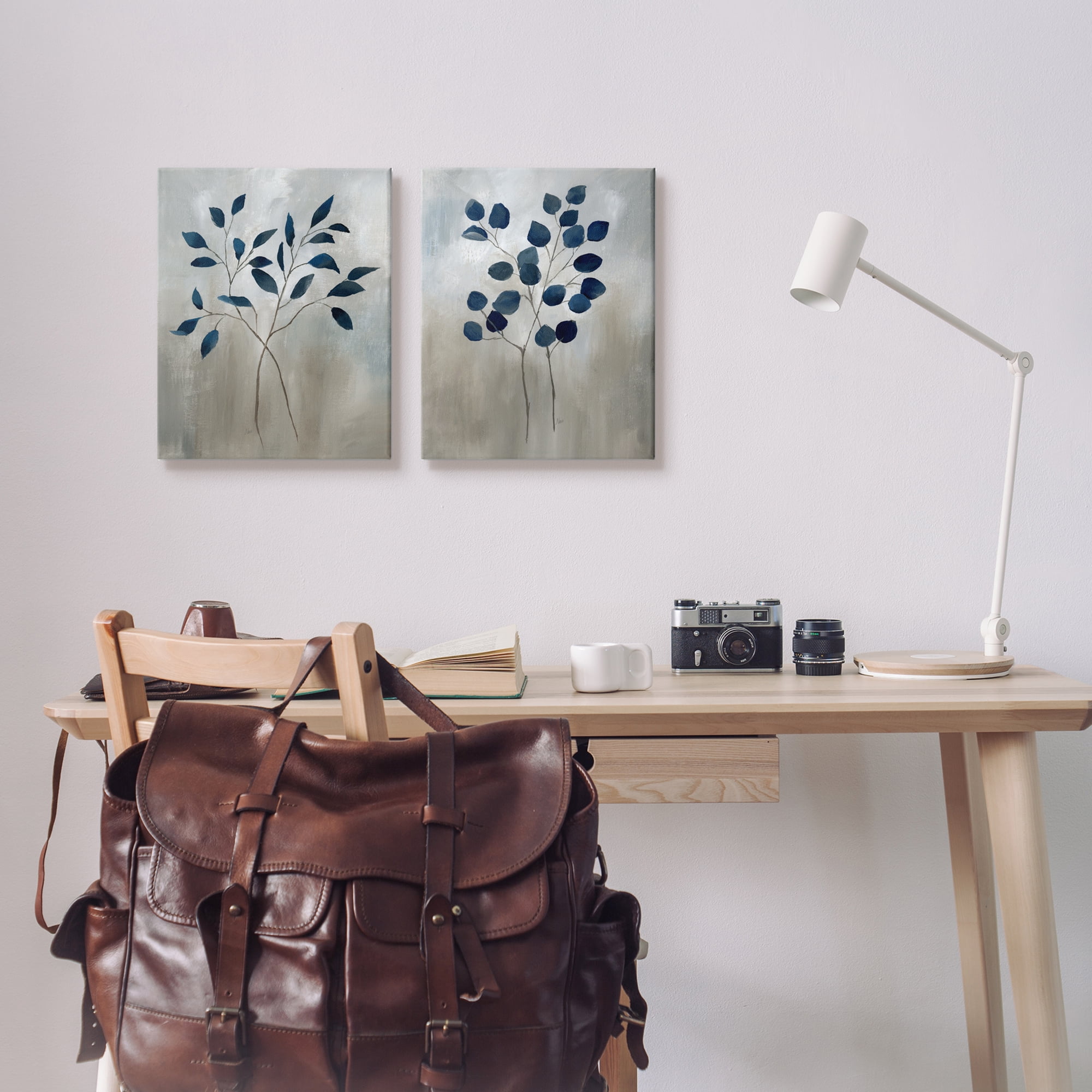 Stupell Industries Grey Botanical Sprigs Botanical & Floral Painting Gallery Wrapped Canvas Print Wall Art, 16 x 20, Set of 2