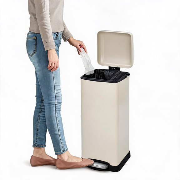 GIMMYFIVE 8 Gallon Trash Can, Stainless Steel Step Bin with Soft-Close Lid