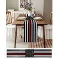thumbnail image 4 of Table Runner 90 Inches Long for Kitchen Dining, Red American Flag Dresser Scarf Farmhouse, Dining Table Decorations for Wedding/Parties, Black White Stripe US Flag Retro Wooden 13 x 90 In, 4 of 9