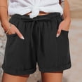 thumbnail image 2 of Womens Shorts 2026 Comfy Summer Drawstring High Waist Cotton Linen Casual Shorts for Women Trendy by Yigetop Black L, 2 of 7