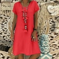 thumbnail image 4 of GEWSEY Women's Casual T Shirt Dress Summer Short Sleeve Swing Dresses with Pockets Red, L, 4 of 6