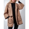 thumbnail image 5 of Women’s Loose Coat Turn Down Collar Open Front Cardigan Coat with Contrast Edge Scarf 2 Piece Set for Winter, 5 of 10