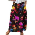 thumbnail image 2 of WFJCJPAF 2024 New Halloween Clearance! Skirt for Women Plus Size Max,Women's Printed Elastic Waistband Pleated Pocket Skirt With Mid Calf Skirt - Blue XXL, 2 of 5