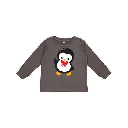 

Inktastic Christmas Penguin Penguin with Bow Tie Xmas Gift Toddler Boy or Toddler Girl Long Sleeve T-Shirt