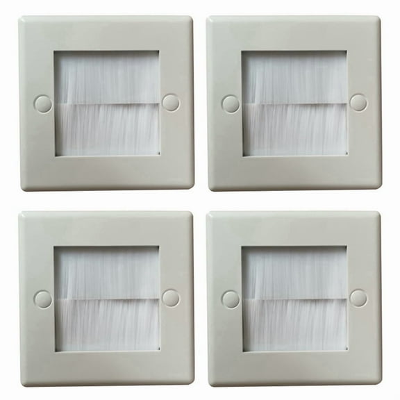 4Pcs Flush Brush Wall Plate Brush Single 1 Gang Wall Outlet Cable Entry Plate Tidy Mount Face Plate Wall Plate White