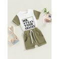 thumbnail image 4 of Elippeo Toddler Boy Summer Clothes 6 12 18 24 Months 3 4 Years Letter Print Short Sleeve T-Shirt with Solid Color Shorts 2Pcs Outfit, 4 of 10