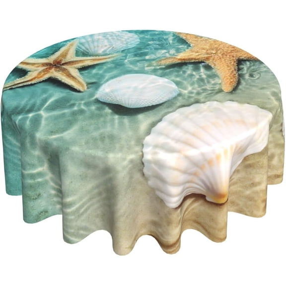 Hawaiian Tropical Flower Round Tablecloth Washable Reusable Decoration Table Cover for Kitchen Party 60"