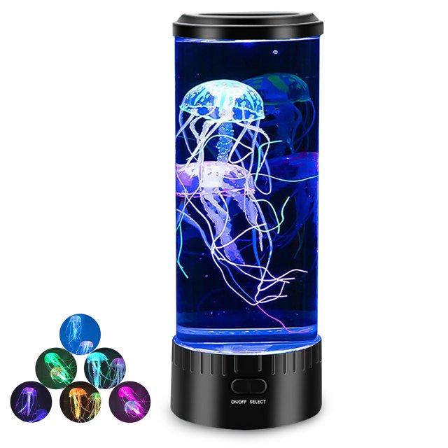 LED Jellyfish Lamp, Fantasy Jellyfish Aquarium Light 5 Color Tank Lava ...