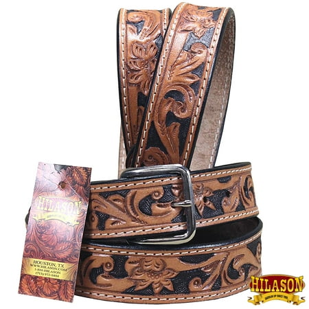 44 In Leather Gun Holster Belt Hand Made Buffalo Hide Stitched Hilason