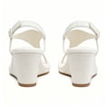 thumbnail image 4 of FSJ Women Low Wedge Heel Thong Sandals Ankle Strap Round Open Toe Flip Flops Comfortable Cushion Heeled Sandals Size 8.5 White, 4 of 4