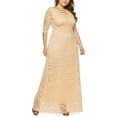 thumbnail image 5 of Eternatastic Womens Floral Lace 2/3 Sleeves Maxi Dress Evening Party Long Dress XXL Beige, 5 of 7