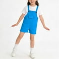 thumbnail image 6 of QATAINLAV Kids Bib jumpsuits Summer Casual Loose Fit Spaghetti Strap Shorts Overall Rompers Solid Color Shortalls with Pockets, Light Blue, 12-13 Years, 6 of 8