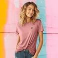 thumbnail image 3 of Dalix Sorcerer Frog Embroidered Cotton Relaxed Short Sleeve Tee T Shirt Womens in Mauve S Small, 3 of 5