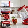thumbnail image 5 of OVENTE 1.5L Glass Electric Kettle Water Boiler, Red KG516R | 1500W Fast Boiling, Easy Fill Lid, Stainless Steel Filter, LED Indicator, Auto Shut-Off, Boil-Dry Protection, 360° Base, 5 of 8