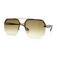 thumbnail image 4 of Luxury Mobster Rimless Half Rim Oversized Rectangle Metal Sunglasses Gold - Brown, 4 of 8