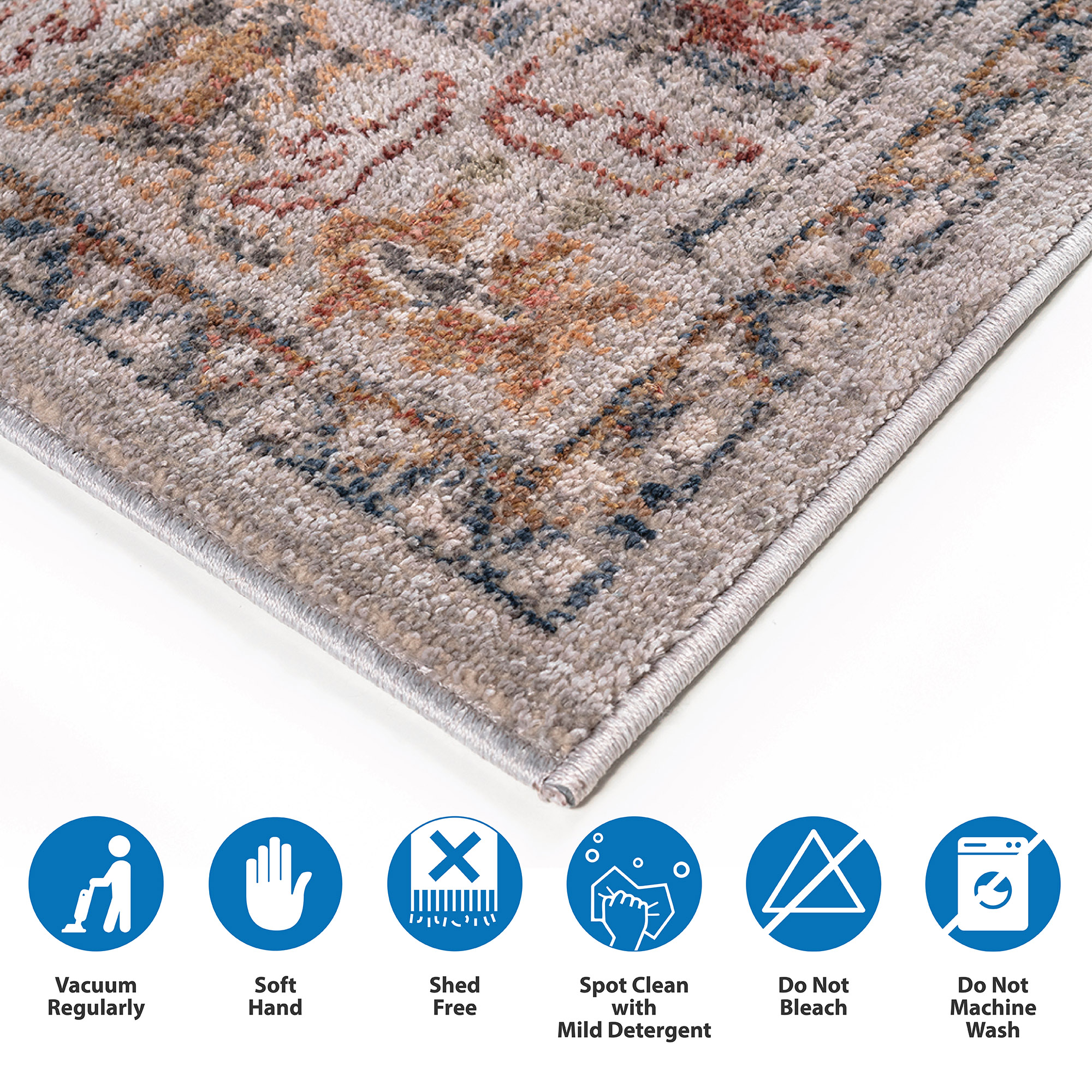 MAYEERTY 8'x10' Vintage Medallion Woven Area Rug for Living Room Bedroom