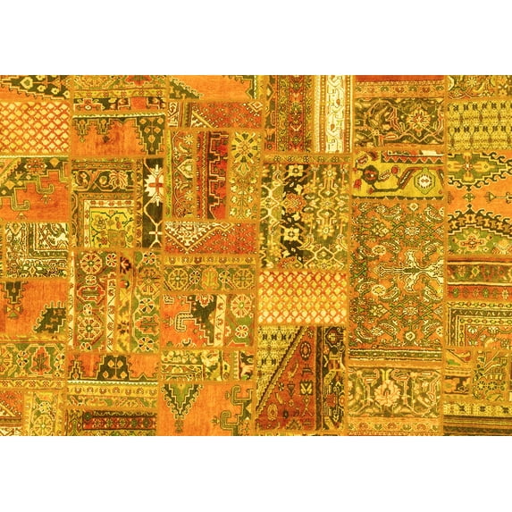 Ahgly Company Indoor Rectangle Patchwork Yellow Transitional Area Rugs, 6' x 9'