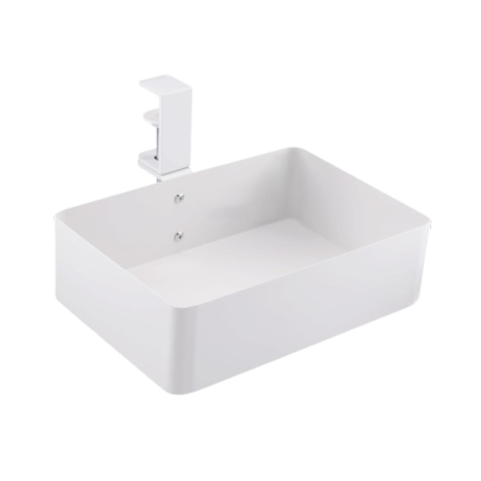 Fancyes Hiddens Desk Organizer Serving Tray Metal Stable Easy to Assemble under Table Storage Basket under Desk Drawer for Home Pantry White