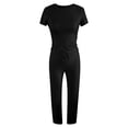 thumbnail image 3 of Women's Casual Suit Short Sleeved Top And Pants Home Wear Sports Pants Suit Jumpsuit for Women Elegant Snowmobile Suit for Women Womens Outfits Dressy Casual Womens Business Attire Suits Ladies, 3 of 3