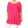 thumbnail image 3 of Women's Plus Size Babydoll Tunic Top Dress 3/4 Sleeves Scoop Neck, 3 of 5
