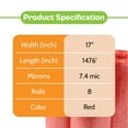 thumbnail image 5 of PSBM Red Stretch Film 17" x 1476' Heavy Duty Shrink Wrap 8 Rolls for Packing Storage Moving Boxes, 5 of 8