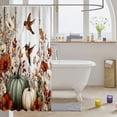thumbnail image 3 of Manfei Rustic Flowers Hummingbird Shower Curtain 72Wx78L,Watercolor Fall Pumpkin Bath Curtain, 3 of 5