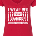 thumbnail image 4 of Inktastic I Wear Red for My Grandson Remember Everyone Deployed Women's V-Neck T-Shirt, 4 of 5