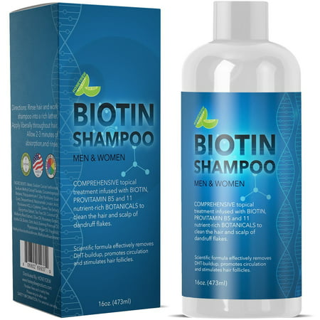 Biotin Shampoo for Hair Growth and Volume - Hair Loss for Men and Women - Natural DHT Blocker - Thickening Shampoo for Fine Hair - Pure Anti Dandruff Oils - Sulfate Free for Color Treated Hair - 16
