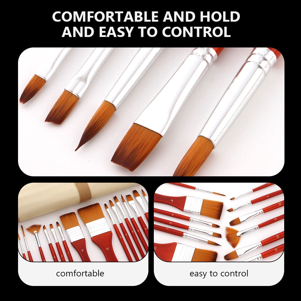 FENGGUIQU 24-Piece Watercolor Brush Set with Nylon Bristles and Brown Handles for Painting and Art Supplies