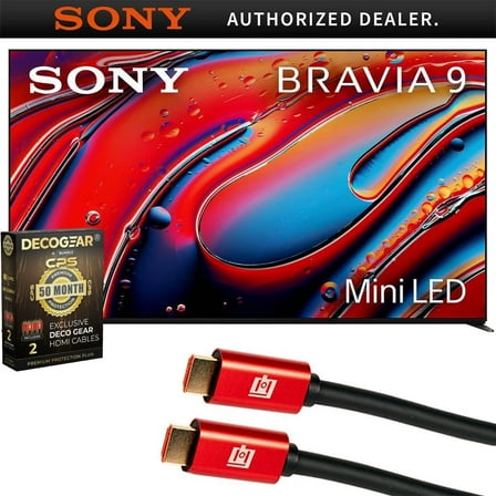 Sony BRAVIA 9 K85XR90 85 Inch 4K HDR Smart QLED Mini-LED TV (2024) Bundle with Deco Gear 4K HDMI 2.0 Cable x2 & CPS Exclusive 50 Month Protection Pack