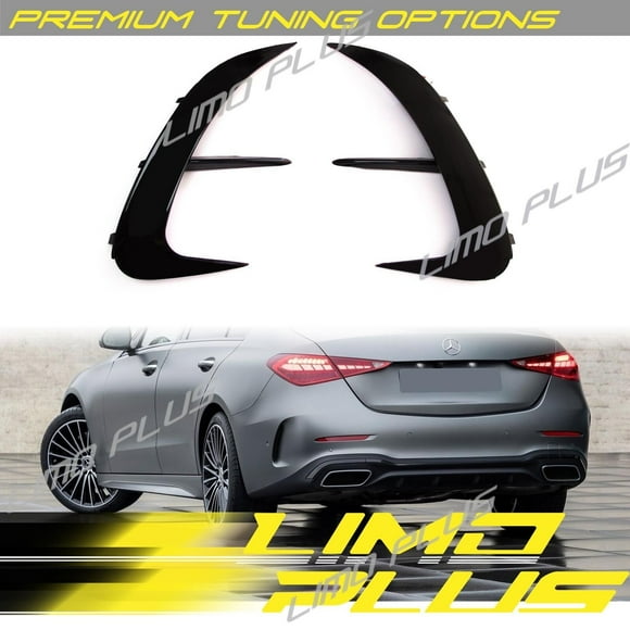 Glossy Black Rear Bumper Air Vent Trims For 2022+ Mercedes C200 C300 Sedan W206
