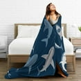 thumbnail image 5 of Blue Cartoon Shark Print Flannel Fleece Bed Blanket Throw Blanket Lightweight Cozy Plush Blanket for Bedroom Living Rooms Sofa Couch 50"x60", 5 of 6